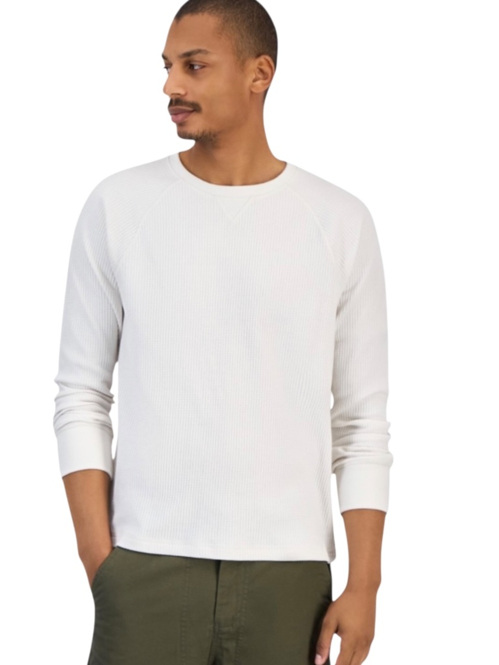 Sun + Stone Men's Waffle-Knit Thermal Shirt, Vintage White Size XL - NWT